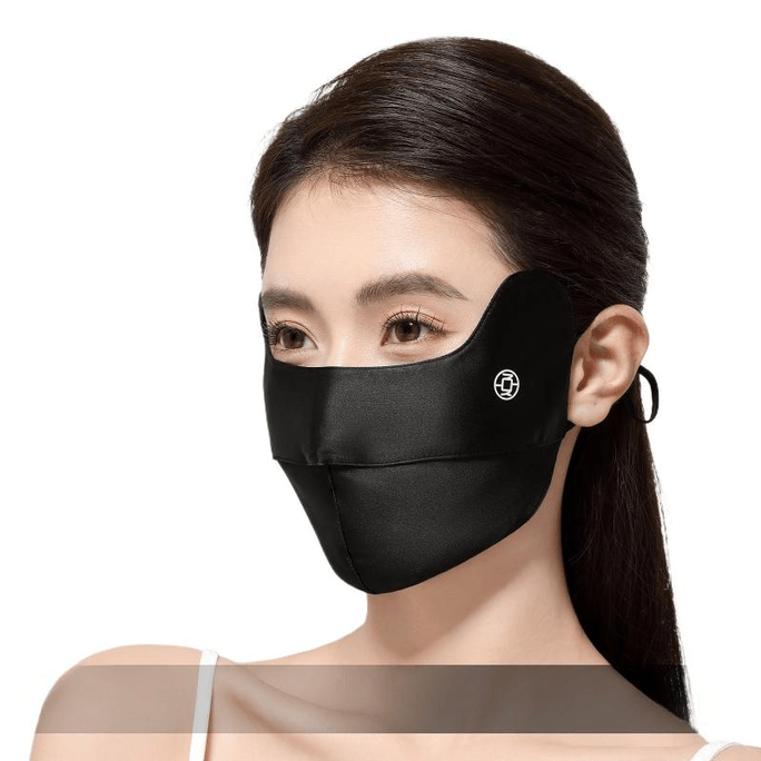 Sunscreen Mask, Silk, UV-blocking, Women's Face Mask, 2025 Model, Polar Night Black, 23.5*13.5cm