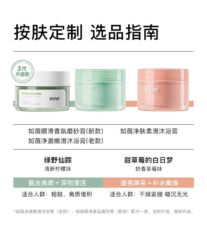 【中国直邮】 韩国 RNW 如薇 清肌嫩肤沐浴膏 磨砂膏 身体嫩滑去角质沐浴二合一 210g/瓶