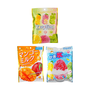 트롤리노 과일 사탕+망고 우유 사탕+빙수 사탕, 6.31 oz【3가지 맛 3가지 콤보 팩】【액상 과일 센터