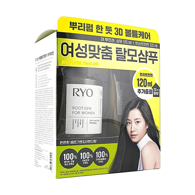 Ryo Root:Gen for Women Hair Loss Care Shampoo 515ml + Treatment 120ml 5