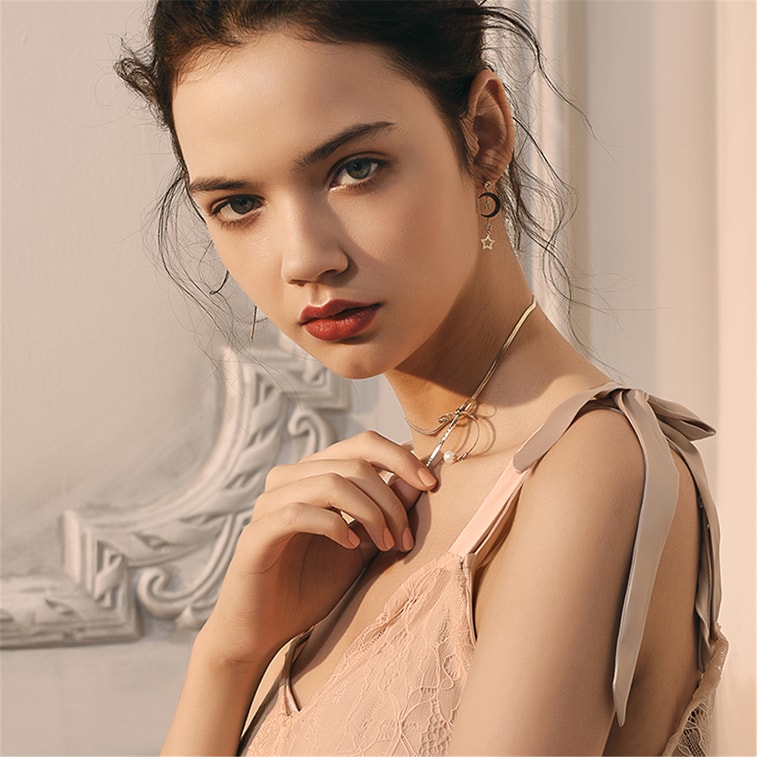 Bowknot Choker Necklace for Women Girls Golden 6
