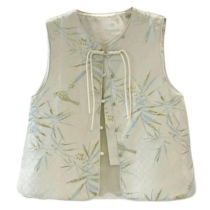 Chinese Style Jacquard Knot Button Tang Suit Vest Coat for Women 6384 XL