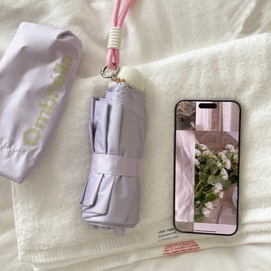 Color Block Glue Super Light Small Portable Sunshade Umbrella Rain Or Shine UV Protection Five Fold Umbrella Taro Coconut One