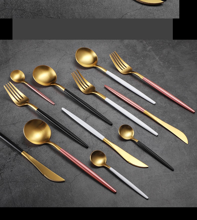 FaSoLa Life 葡萄牙餐具 餐刀 粉银色 304食品级不锈钢 镀金北欧西餐具