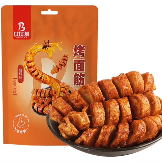【中国直邮】 比比赞 烤面筋小包装豆制品宿舍健康零食素食香弹筋卷街边小吃聚会必备【烧烤味】280g