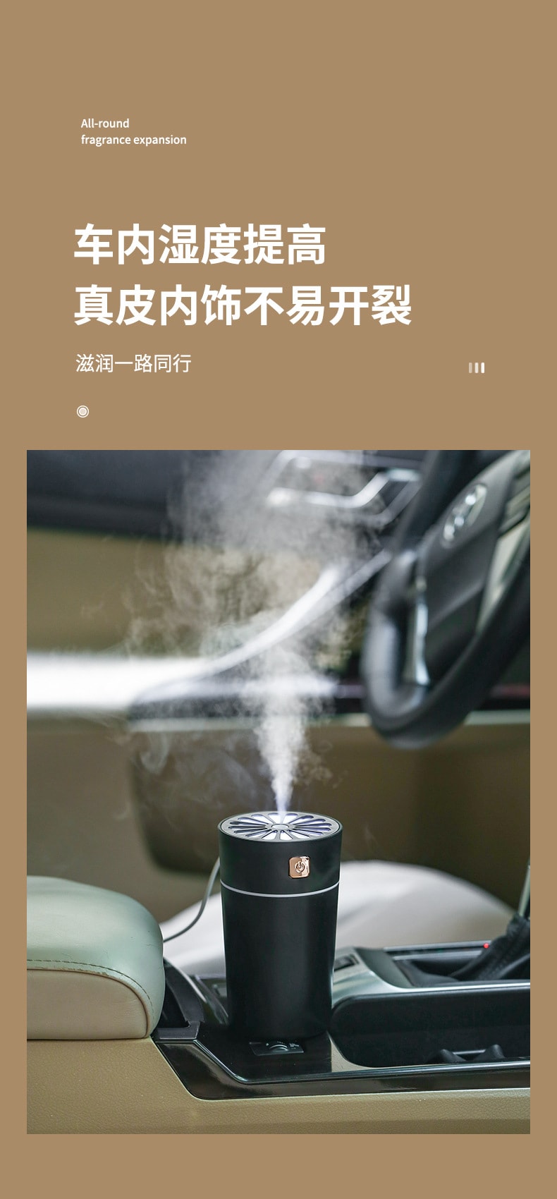 迷你便携大雾量香薰家用桌面卧室车用车载加湿器 1 把