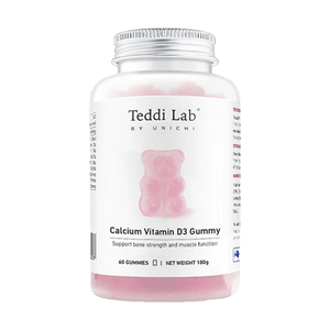 澳洲UNICHI 钙D3小熊软糖 女性维生素软糖 0糖 草莓酸奶味 60粒 180g 3瓶一周期 精准补钙实力派 养出骨相美