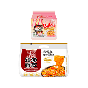 Nouilles larges Kuan saveur aigre et piquante 16.22oz + Nouilles Buldak SAMYANG saveur Carbonara crémeuse 24.65oz【Tendance sur Rednote】