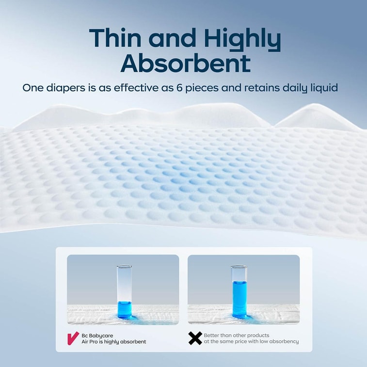 BC 베이비케어 에어 프로 아기 기저귀 초박형 통기성 허리 스티커 기저귀 사이즈 L (20-31lb, 40개입 * 3팩 [3팩 밸류팩] 8
