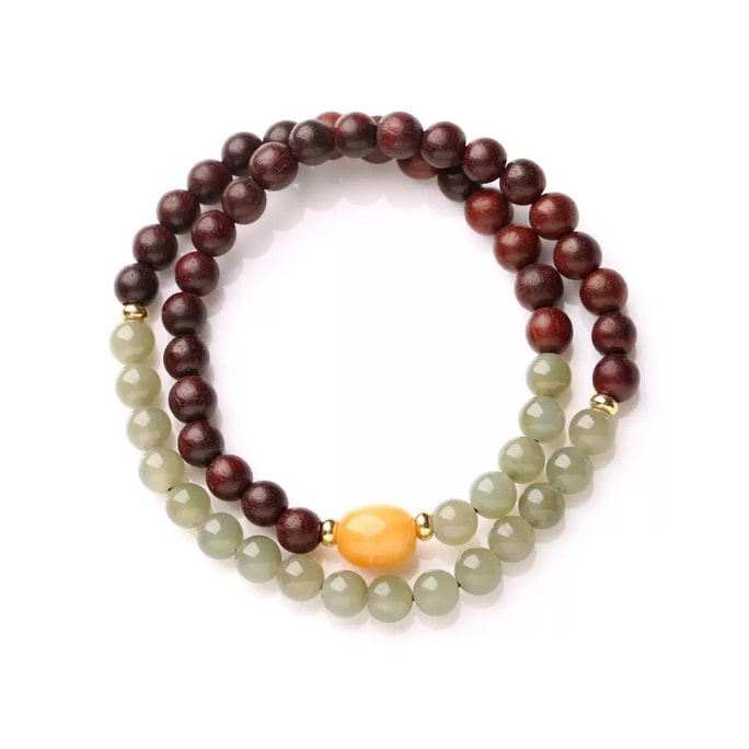 Imperial Harmony Stacking Bracelet 6mm Sandalwood • 6mm Hetian Jade • Baltic Amber (1 Strand) 1 Strand/15g