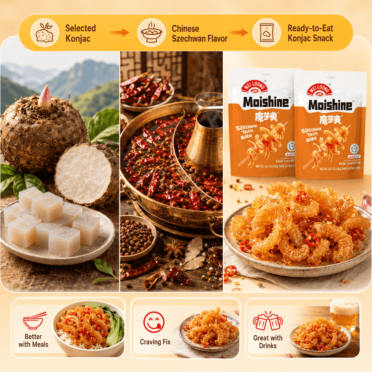 WEILONG Spicy Sichuan Mala Vegetarian Tripe,Konjac Snacks, 12.70