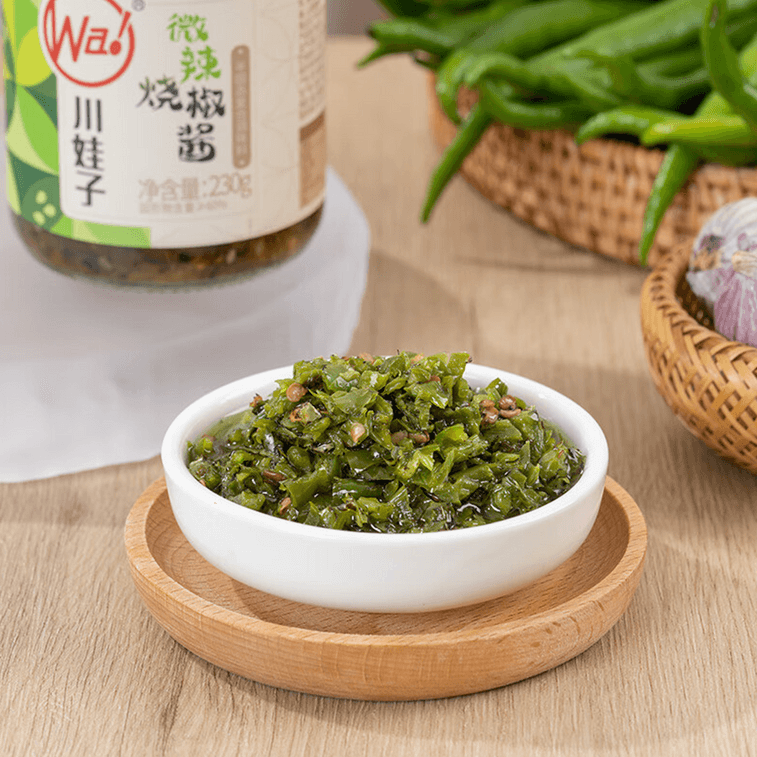 川娃子 燒椒醬 虎皮青椒下餐點超辣拌四川農家自製蒜蓉辣醬 230g 9