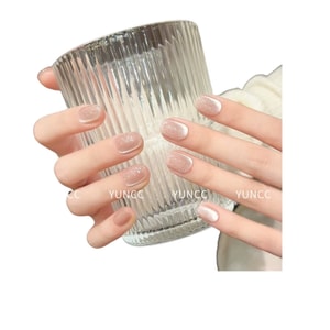 【中國直郵】 雲皙 純手工美甲高級感成品貓眼短指甲貼片白開水M10片*1盒