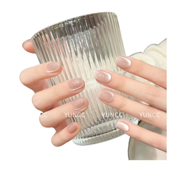 【中国直邮】 云皙 纯手工美甲高级感成品猫眼短款指甲贴片白开水M10片*1盒