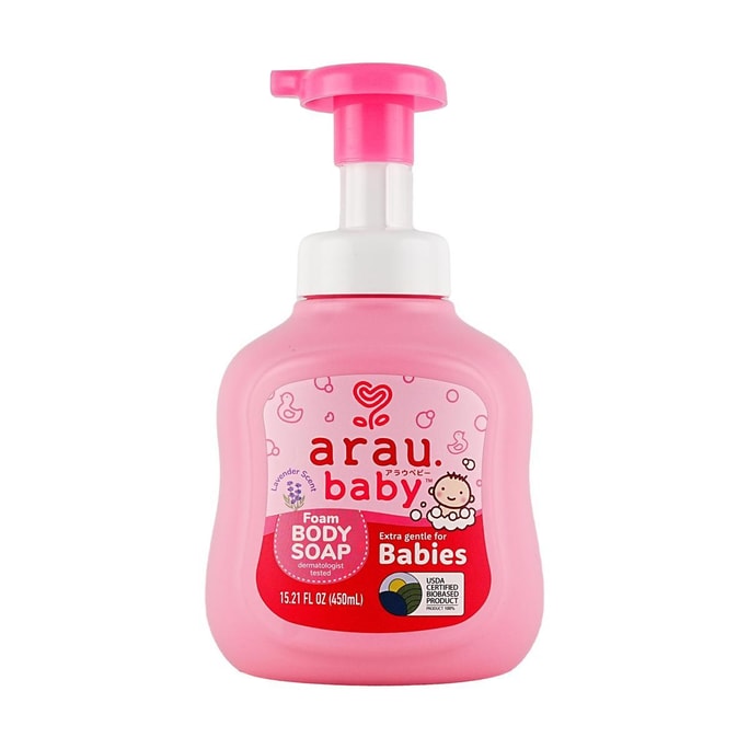 日本SARAYA ARAU親皙 兒童泡沫沐浴露 薰衣草香型 450ml