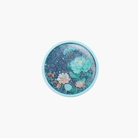 【中国直邮】 故宫博物院 紫禁花语 翠点星荷流沙杯垫创意礼品 10cm