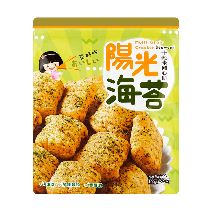 台灣 一口田十 無添加 多種穀物同心餅香脆米餅 陽光海苔口味 100g