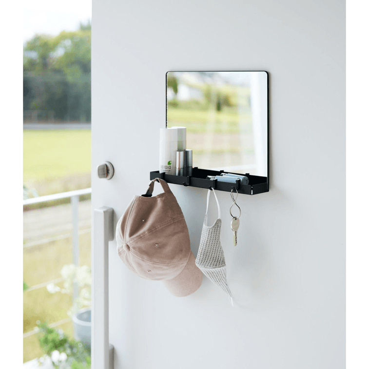 山崎実業 マグネットミラー 収納棚付き ブラックガラス (1枚) 6