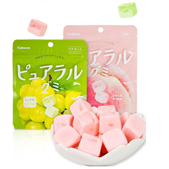 Fruit Juice Sandwich Gummy Candy - 40g/2Pack White Peach & Grape Flavor Refreshing and Chewy Jelly Snack