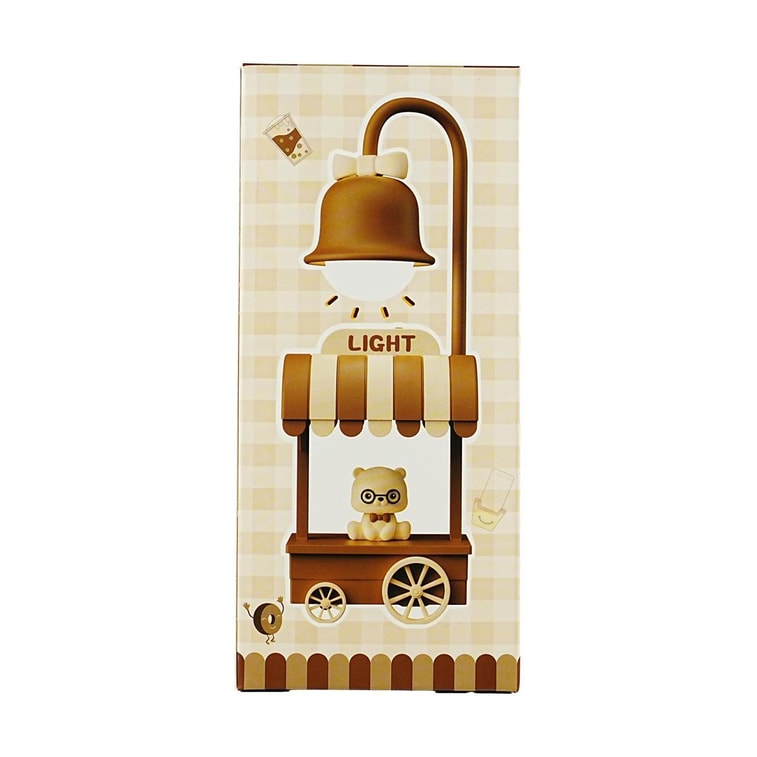 Cute Bear Cart Desk Lamp/Deep Coffee/LED White Light/USB Charging/Light Selection/Battery Capacity 300MA/Material ABS/PP 6