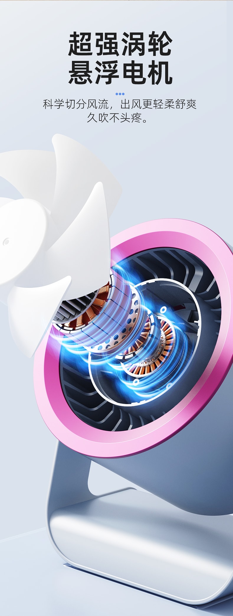 【中国直邮】 晶雅家 便携台式循环风扇 壁挂桌面两用 3 档轻音大风力 LED 触屏空气循环扇 少女粉色 1 台装