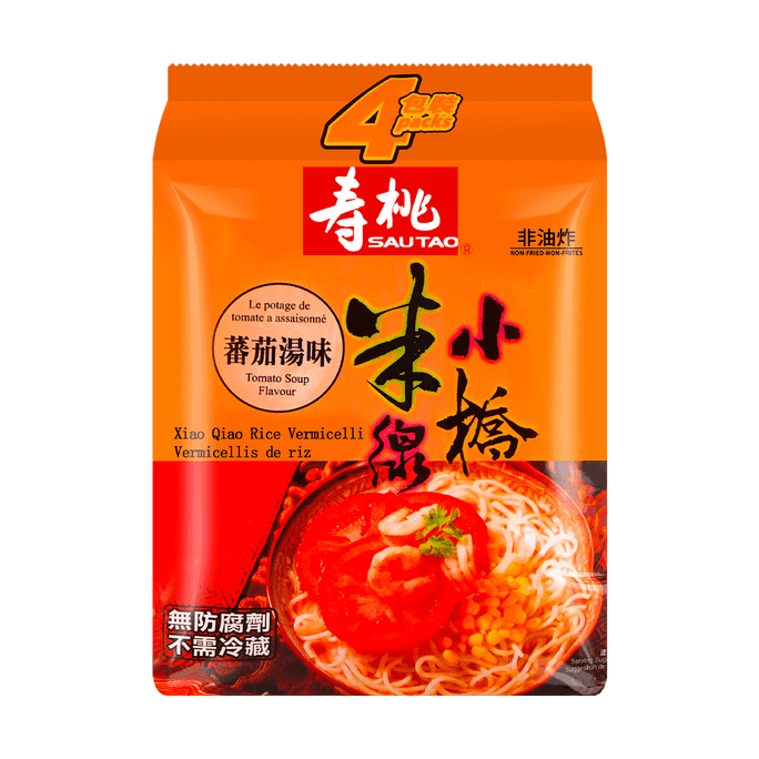 香港寿桃牌 非油炸无防腐剂小桥米线 番茄汤味 4包入 曾志伟代言