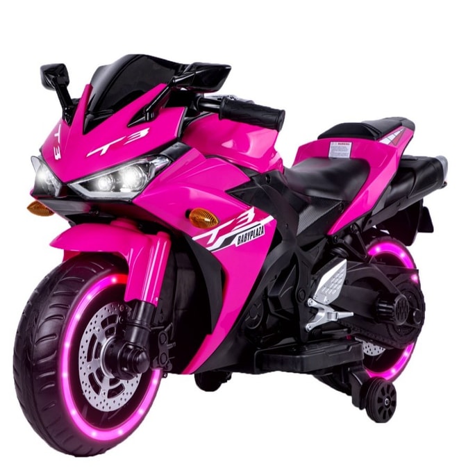 【美國直郵】 美國 hiorin 兒童摩托車12V摩托車 適合 3-8 歲男孩女孩 真實駕駛 防側翻輔助輪