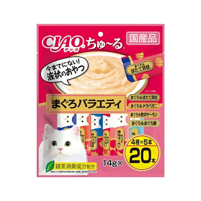 【日本直邮 正品保证】日本 INABA 伊纳宝 CIAO 猫零食 啾噜柔软肉酱 补水肉泥猫条 金枪鱼多种口味 14gx20条