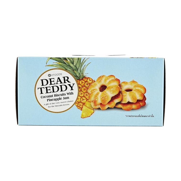 泰國 VFOODS 親愛的泰迪熊 小花椰香曲奇 鳳梨果醬夾心餅乾 150g【泰國超人氣零食伴手禮】 7
