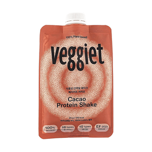 韓國VEGGIET 植物蛋白奶昔 可可味 豌豆蛋白加米蛋白雙蛋白配方 含可可粉 菊苣根纖維 100%植物性