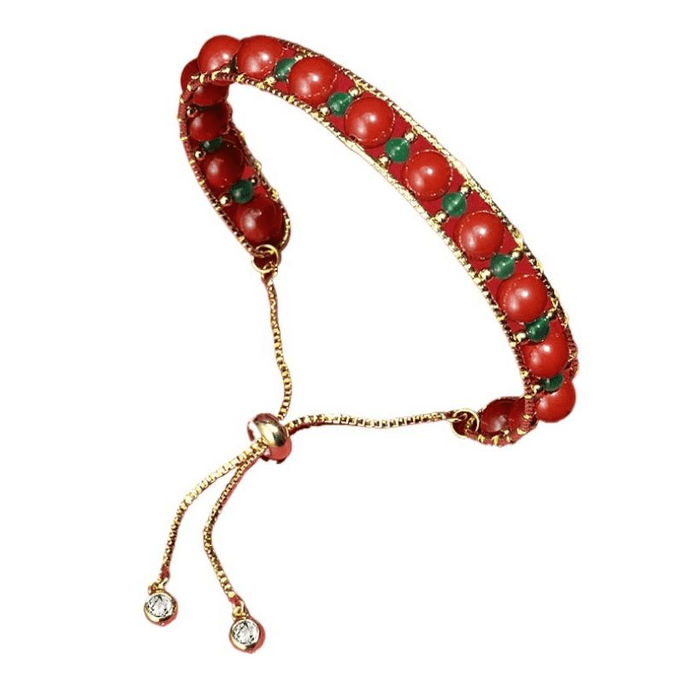 【中国直送】故宮博物院「長寿」バングル レディース レッドブレスレット/リストバンド 文化創意製品 手首周り19cm