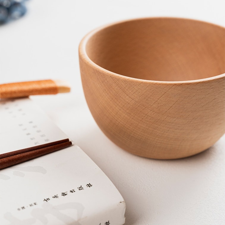 스미 무지 스타일 10cm 수프 그릇 - 견고한 너도밤나무 원목, 일본식, 고급스러운 생활, 수작업으로 광택 처리 6