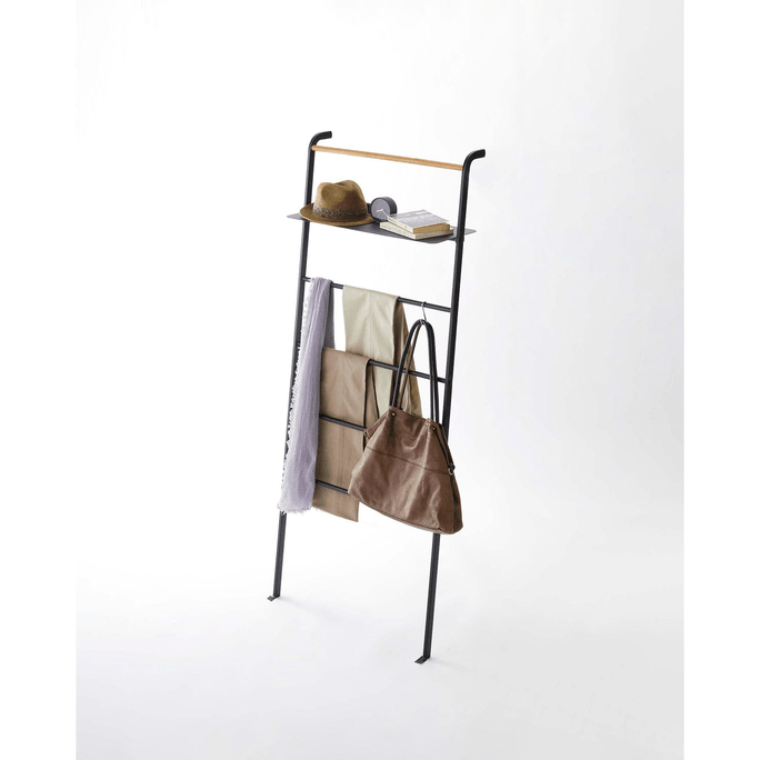 Leaning Storage Ladder With Shelf (63 H) - Steel Black