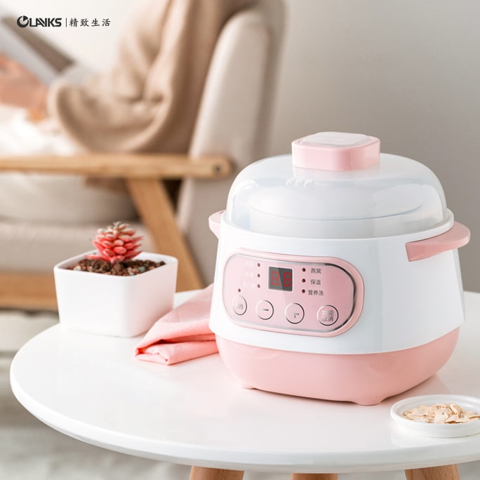Multifunctional Ceramic Electric Stew Pot Chinese Style Health Pot Pink 1Piece
