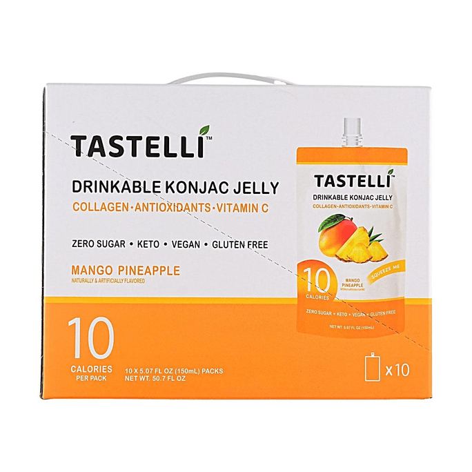 韓國TASTELLI 蒟蒻吸吸果凍 芒果鳳梨口味 150ml*10袋入【0糖低卡 純素食無麩質】【含膠原蛋白&維生素C】