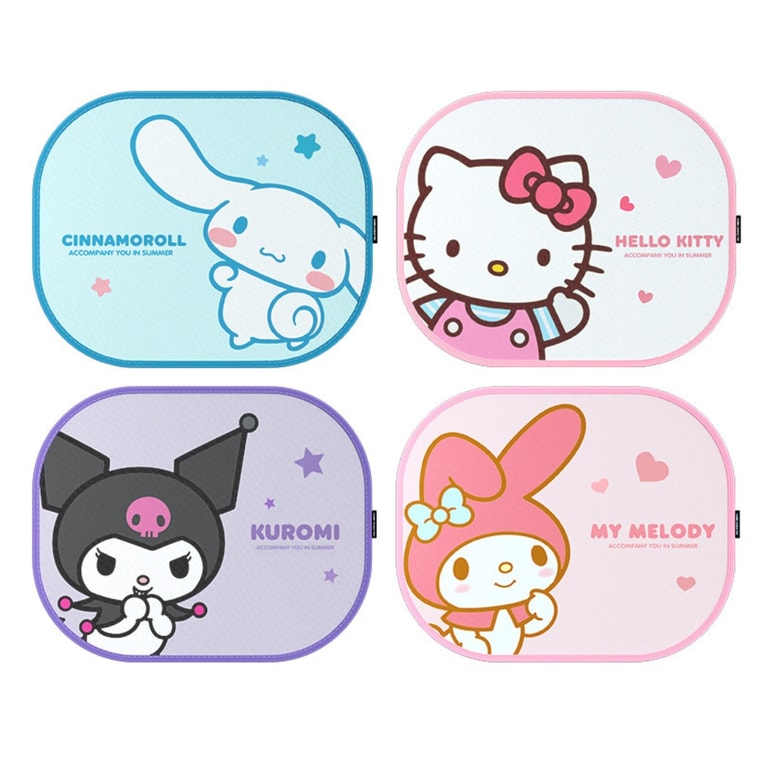 【中国直送】FOXTAIL サンリオ 車用カーテン 車用サンバイザー 日焼け防止 断熱 サンシェード ネット サイドウィンドウガラスカーテンカバー - ハローキティ 1ペア * 到着予定時間 3-4週間 3