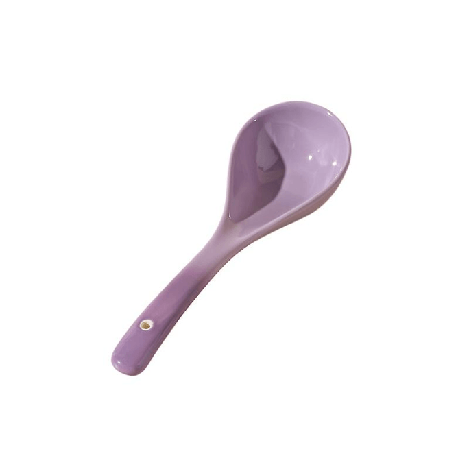 Household Soup Spoon, Exquisite Ceramic, Long-Handled Purple Wisteria, 7.9*24.2cm*1 Piece
