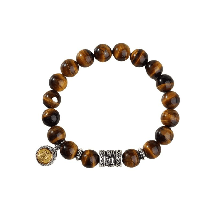 Potala Palace Tiger Eye Stone Bracelet For Men, High End, Niche Original Design, Jade Yellow Beads 17cm