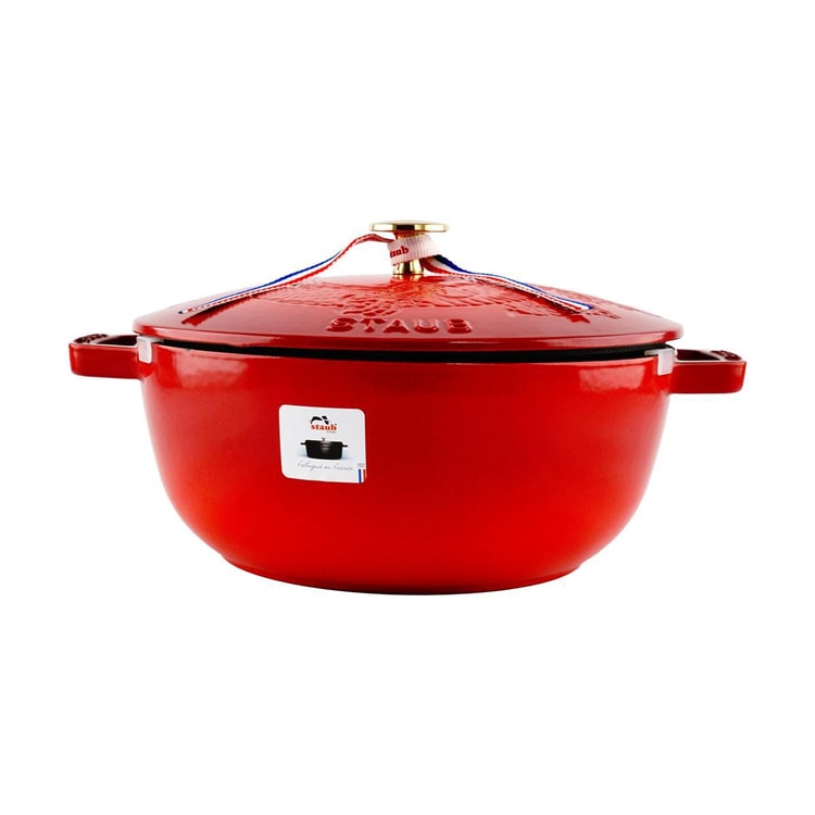 Staub Cast Iron Pot Essential French Oven Lid Cherry Red 3.75Qt