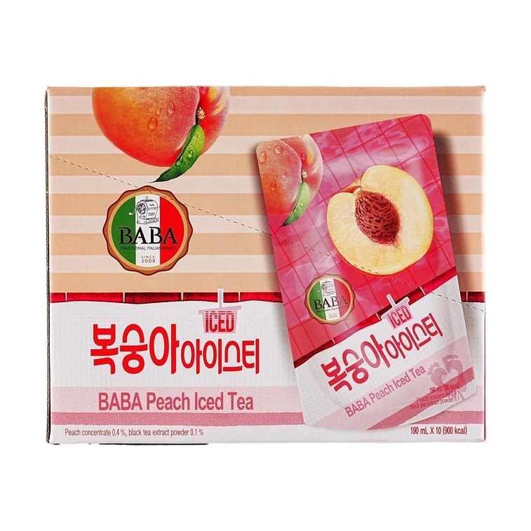BABA 복숭아 아이스티 에이드 주스, 6.42 fl oz*10팩【무지방 저칼로리】 4