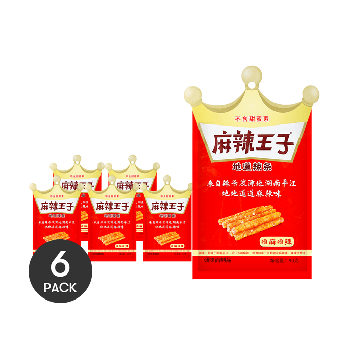 【Value Pack】Mala Extra Spicy Latiao - Wheat Snack Sticks, 3.17oz*6