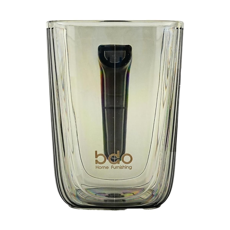 BDO 透明方型漱口杯 牙刷杯儿漱杯牙具杯牙缸 透明黑带把手 7.5×10cm 7