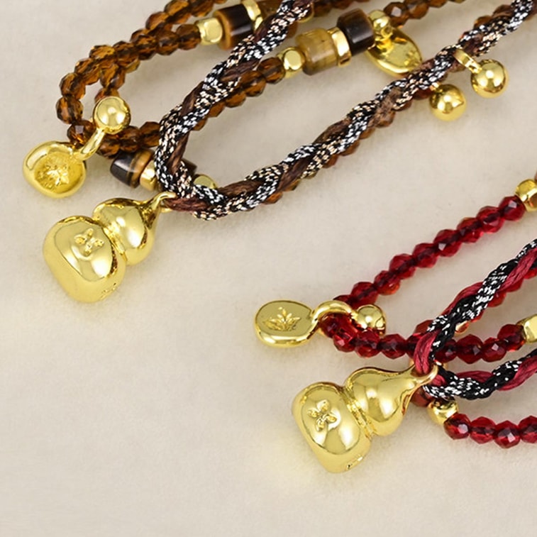 Retro Exquisite Hand Woven Red Rope Gourd Bracelet Light Luxury High Grade Multi Layer Bracelet Shell Bead Style One Piece 7