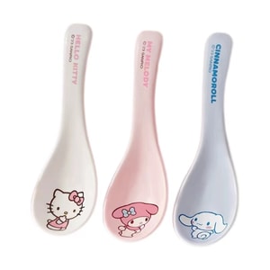 Sanrio Round Spoon Ceramic Soup Spoon/Rice Spoon/Household/Cute Shape/Children/Spoon/Widened Handle-Pack Of 3