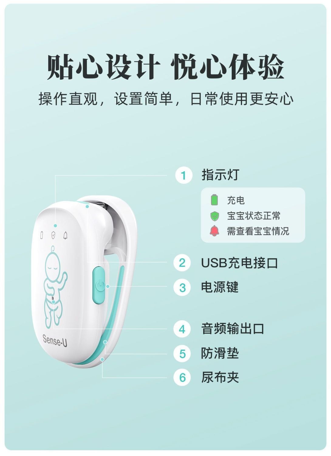【中國直郵】 小米有品 Sense-U智慧型Por藍牙版呼吸監控器 1台
