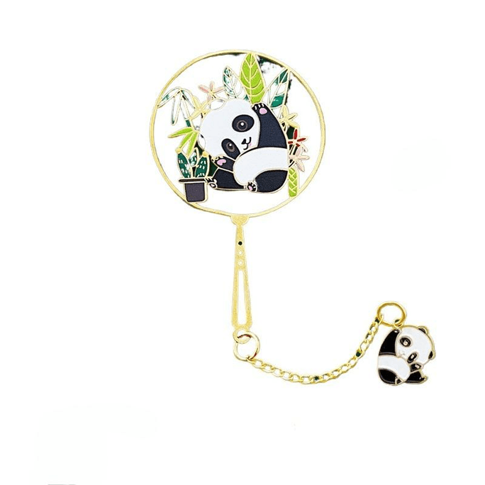 【中国直邮】 优趣优品 风熊猫金属书签礼品国潮纪念 竹丛6*6cm