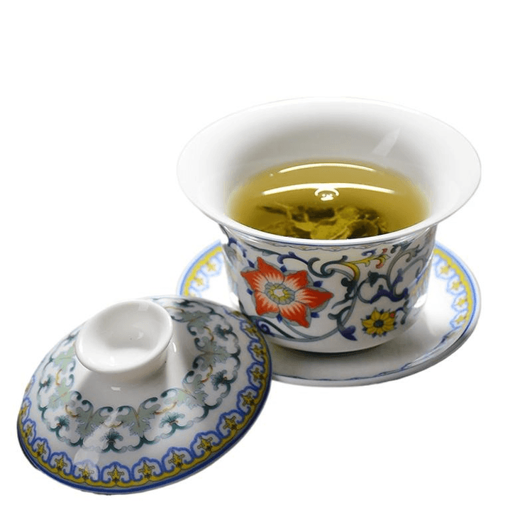 中国直邮】 瓷魂华光国瓷盖碗茶杯三才盖碗青花瓷国彩天姿珍藏版150ML