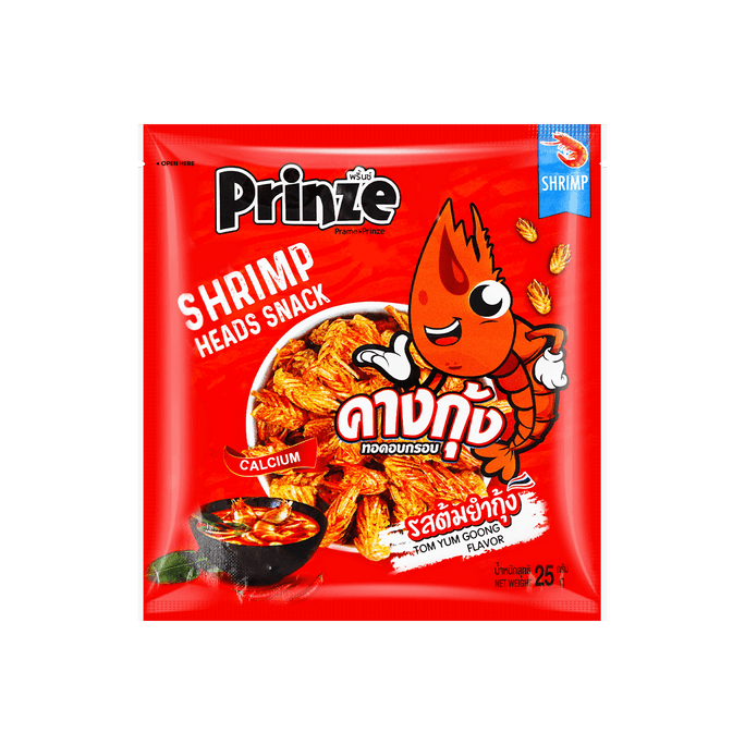 泰国PRINZE 酥脆虾头 冬阴功口味 25g 【香香脆脆好吃到离谱】