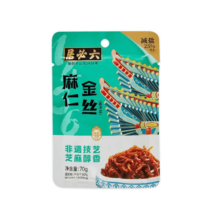 中国 六必居麻仁金丝酱菜70g*1袋