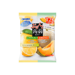 日本ORIHIRO 蒟蒻果冻 柠檬+甜瓜混合装12包 240g